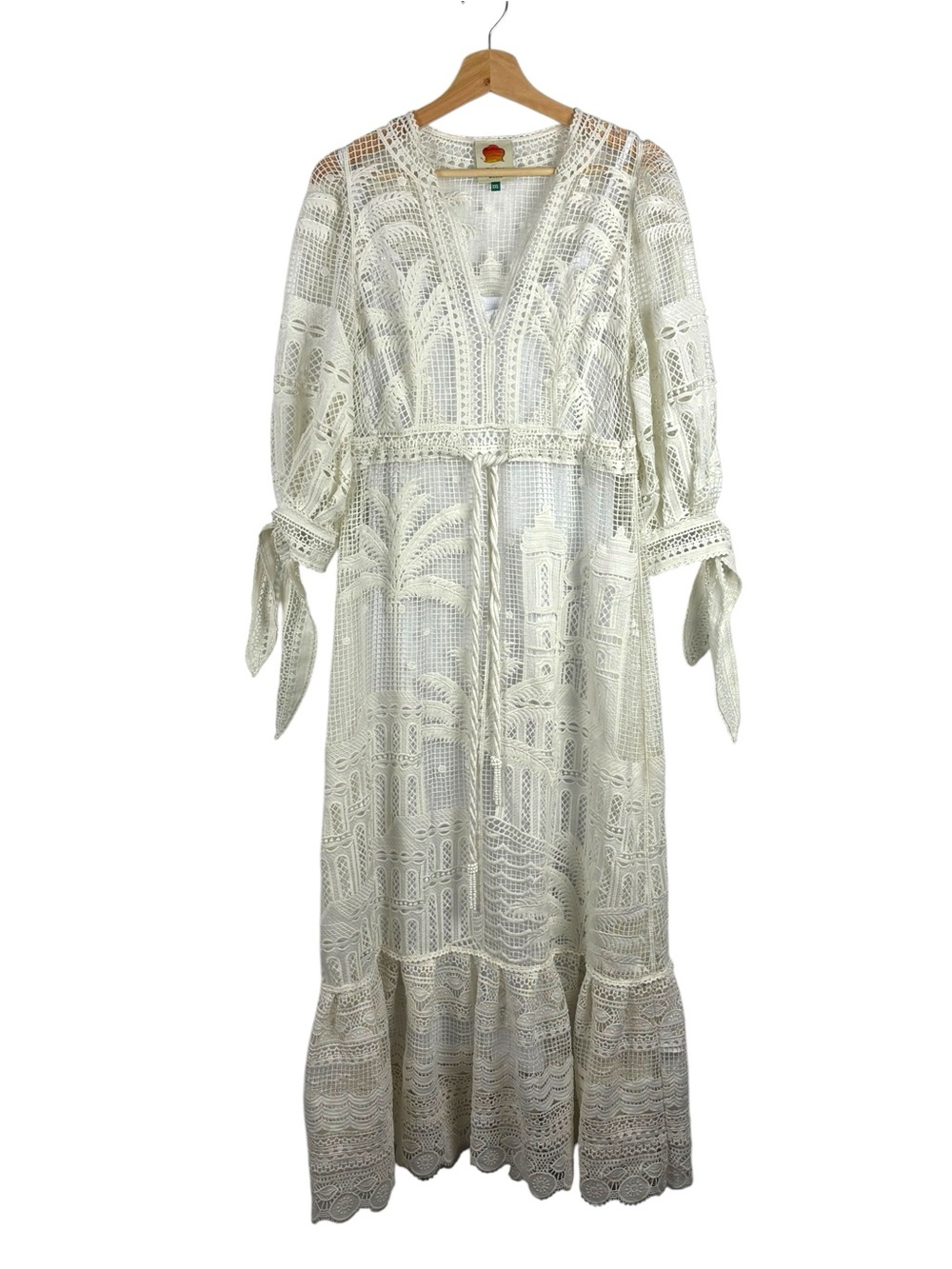 FARM RIO MORADA BOA GUIPURE LACE WHITE MIDI DRESS - Picture 5 of 16
